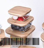 方形高硼硅保鲜盒 S110竹盖