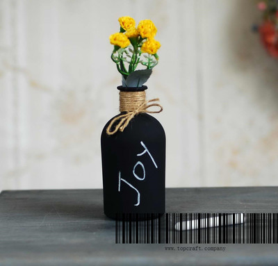 Glass vase with blackboard painted, Volume:250ml