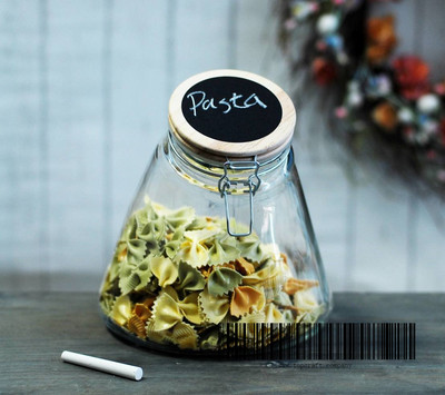 2.8 Ltr. glass storage jar with pine wood lid, chalkboard and chalk.