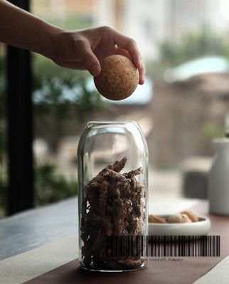 1.1 Ltr. &nbsp;Borosilicate Glass Storage Jar with Cork Ball Lid. Diameter: 9cm