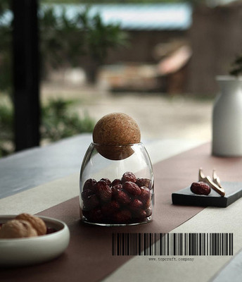 0.5 Ltr. &nbsp;Borosilicate Glass Storage Jar with Cork Ball Lid. Diameter: 9cm