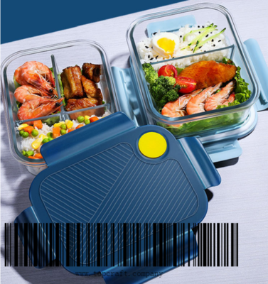 400ml Rectangle Borosilicate Glass 2 Partition Crisper with plastic lid.